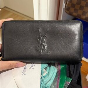 Yves Saint Laurent Black Leather Long Wallet